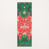 Rood & Groen Mystic Lotus Chinoiserie Yogamat (Voorkant)