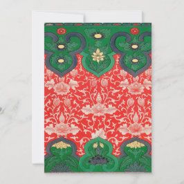 Rood & Groen Mystieke Lotus Aziatisch Abstract Feestdagenkaart