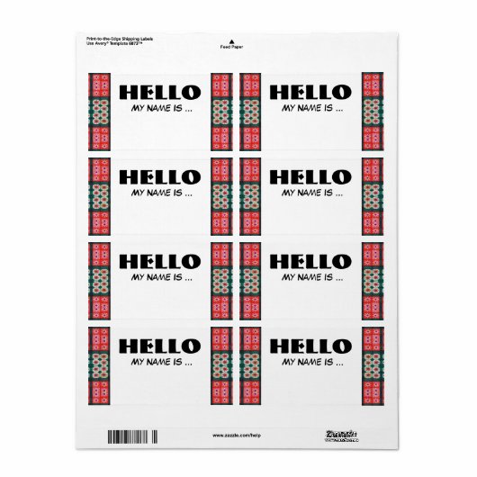 Rood Groen Naam Badge Etiket (Full Sheet)