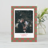 Rood Groen Nostalgisch Dambord Prettig Kerstfeest Kaart (Staand voorkant)