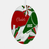 rood groen of ELKE KLEUREN basketbal cheerleader Metalen Ornament (Voorkant Rechts)