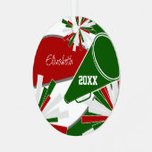 rood groen of ELKE KLEUREN basketbal cheerleader Metalen Ornament (Voorkant links)