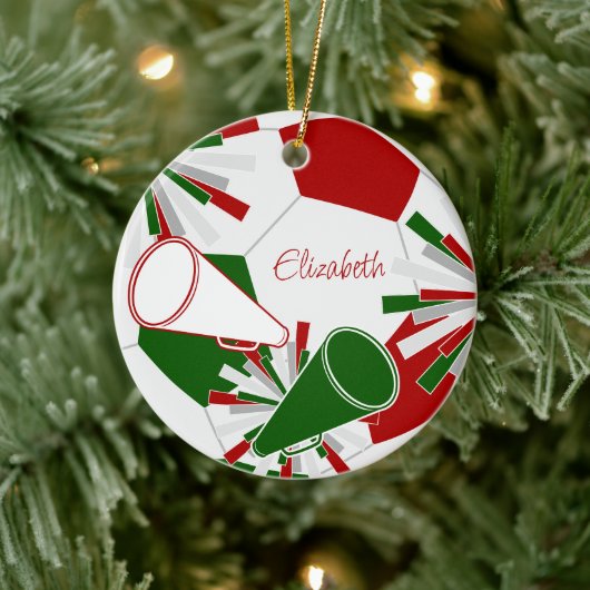 rood groen of ELKE KLEUREN voetbal cheer squad Keramisch Ornament (Boom)