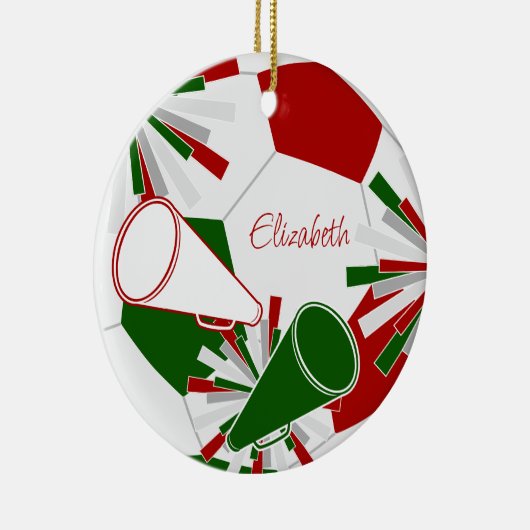rood groen of ELKE KLEUREN voetbal cheer squad Keramisch Ornament (Rechts)