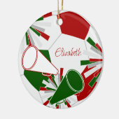 rood groen of ELKE KLEUREN voetbal cheer squad Keramisch Ornament (Links)