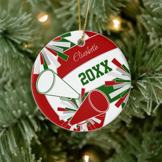 rood groen of ELKE KLEUREN volleybal cheerleader Keramisch Ornament (Boom)