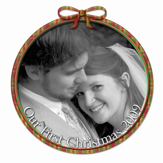 Rood & Groen Ons eerste kerst Ornament Fotobeeldje Ornament (Voorkant)