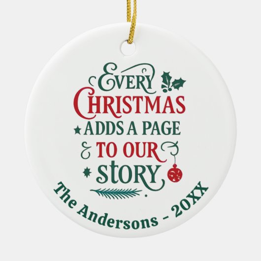 Rood groen ons verhaal typografie Kerstmis Keramisch Ornament (Voorkant)