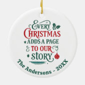 Rood groen ons verhaal typografie Kerstmis Keramisch Ornament (Achterkant)