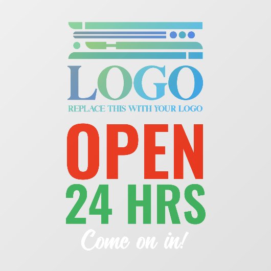 Rood Groen Open 24 uur Voeg uw bedrijfslogo toe Raamsticker (Vel)