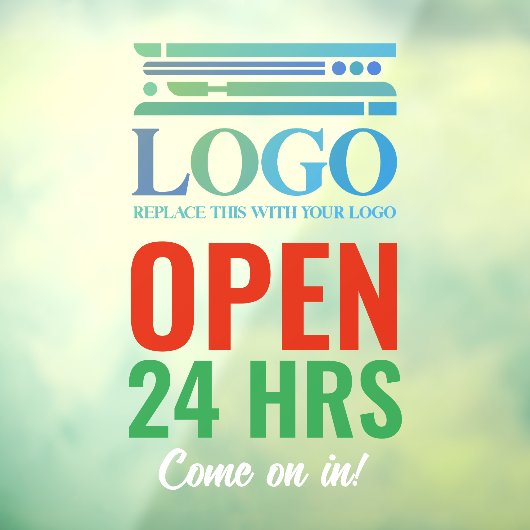 Rood Groen Open 24 uur Voeg uw bedrijfslogo toe Raamsticker (Vel 3)