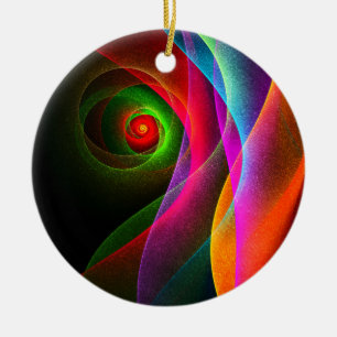Rood Groen Oranje Modern Abstract Kunstpatroon #22 Keramisch Ornament