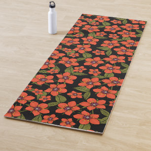 Rood groen paarse bloemige waterverf yogamat