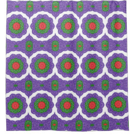 Rood Groen Paarse Witte Kaleidoscoop Kerstbal Douchegordijn