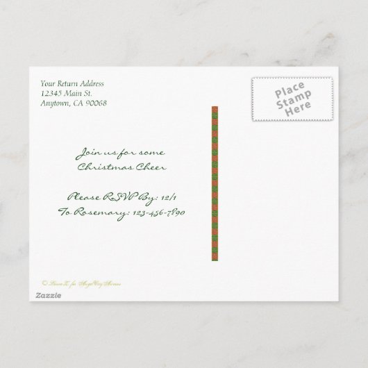 Rood Groen Patroon Aangepaste Kerst Party Briefkaa Briefkaart (Achterkant)