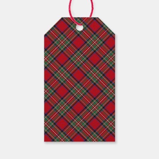 Rood Groen Plaid Classic Stewart Tartan Cadeaulabel (Voorkant)