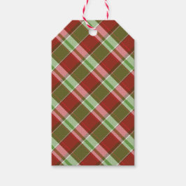 Rood Groen Plaid Kerstvakantie gepersonaliseerd Cadeaulabel