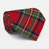 Rood Groen Plaid Rustiek Classic Stewart Tartan Stropdas (Opgerold)