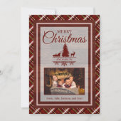 Rood Groen Plaid Tartan 2 Foto Monogram Kerstmis Feestdagenkaart (Voorkant)