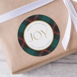 Rood Groen Plaid Traditie Vreugde Ronde Sticker