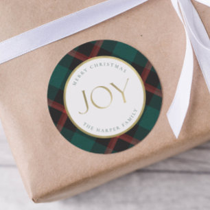 Rood Groen Plaid Traditie Vreugde Ronde Sticker