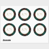 Rood Groen Plaid Traditie Vreugde Ronde Sticker (Vel)