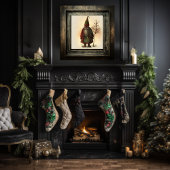 Rood & Groen Plaid Woodland Gnome Zwart Santa Poster