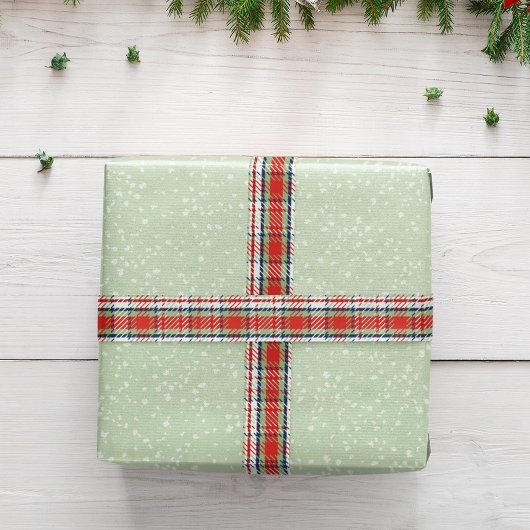 Rood Groen Plakt Patroon Eenvoudig Satijnen Lint