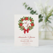 Rood Groen Poinsettia Bessen Kerstmis bruiloft Briefkaart (Staand voorkant)