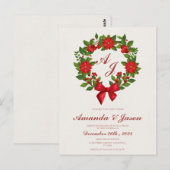 Rood Groen Poinsettia Bessen Kerstmis bruiloft Briefkaart (Voorkant / Achterkant)