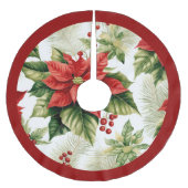 Rood Groen Poinsettia Holly Berry Feestelijke Kers Kerstboom Rok (Voorkant)