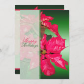 Rood, groen, Poinsettia-kerstfeest uitnodiging (Voorkant / Achterkant)