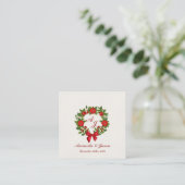 Rood Groen Poinsettia Monogram Kerst bruiloft Informatiekaartje (Staand voorkant)