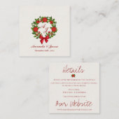 Rood Groen Poinsettia Monogram Kerst bruiloft Informatiekaartje (Voorkant / Achterkant)