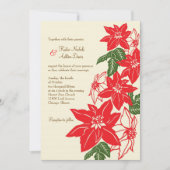 Rood & Groen Poinsettias Kerstbruiloft Kaart (Voorkant)