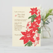 Rood & Groen Poinsettias Kerstbruiloft Kaart (Staand voorkant)