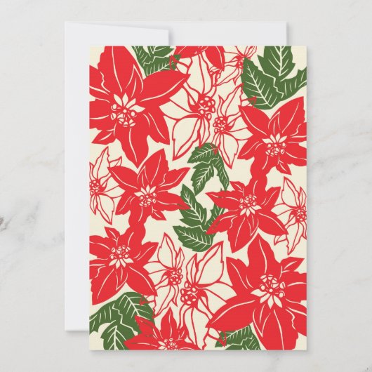 Rood & Groen Poinsettias Kerstbruiloft Kaart (Achterkant)