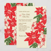 Rood & Groen Poinsettias Kerstbruiloft Kaart (Voorkant / Achterkant)