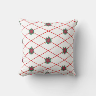 Rood Groen Poinsettias Kruis Patroon Kussens
