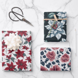 Rood & Groen Pointsettia Kerstcadeau Inpakpapier Vel