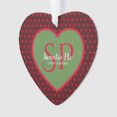 Rood & Groen Polka Dot Gepersonaliseerd Herdenking Ornament (voorkant)