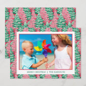 Rood & Groen Preppy Kerstbomen Foto Feestdagenkaart (Voorkant / Achterkant)