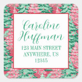 Rood & Groen Preppy Kerstbomen Retouradres Vierkante Sticker (Voorkant)