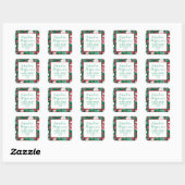 Rood & Groen Preppy Snowmen retouradres Vierkante Sticker (Vel)