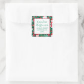 Rood & Groen Preppy Snowmen retouradres Vierkante Sticker (Tas)