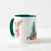Rood Groen rendier Santa Vrolijk Kerstfeest Mok (Voorkant links)