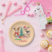 Rood Groen rendier Santa Vrolijk Kerstfeest Papieren Bordje (Feest)