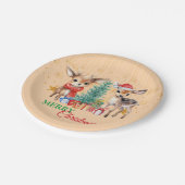 Rood Groen rendier Santa Vrolijk Kerstfeest Papieren Bordje (Gekanteld)