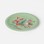 Rood Groen rendier Santa Vrolijk Kerstfeest Papieren Bordje (Gekanteld)