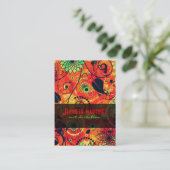Rood & Groen Retro Bloemen Collage Visitekaartje (Staand voorkant)